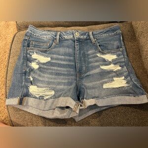 NWOT American Eagle women’s size 12 Outfitters Blue Distressed Jean Shorts